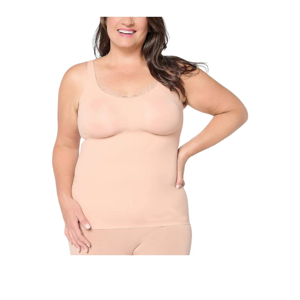 Evelyn & Bobbie Women's Lace Trim V-Neck Seamless Bra Himalayan Salt - Regular